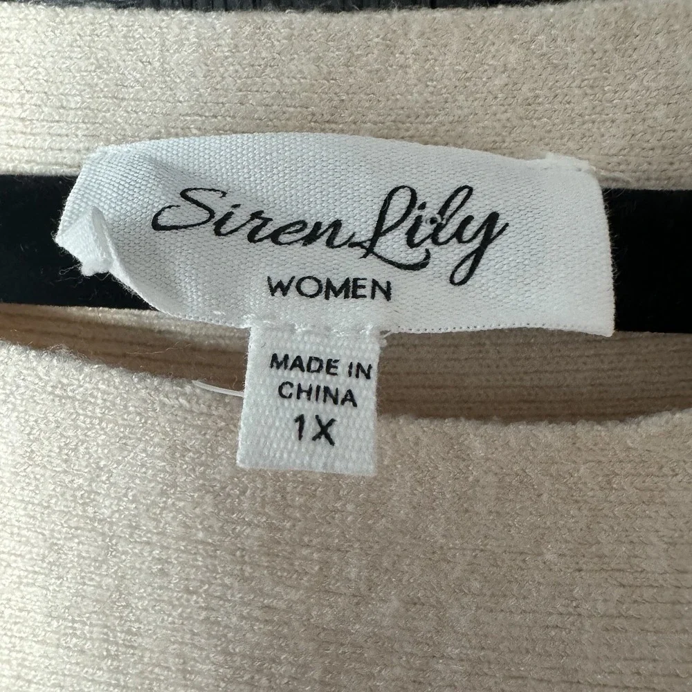 Siren Lily Women's Sweater Size 1X Beige Pullover Beaded Crochet